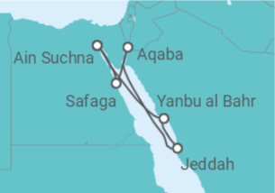 7 Night Red Sea Cruise On MSC Splendida Departing From Safaga itinerary map
