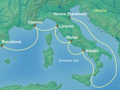 7 Night Mediterranean Cruise On Rhapsody of the Seas Departing From Ravenna itinerary map