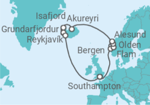 14 Night Norwegian Fjords Cruise On Sky Princess Departing From Southampton itinerary map