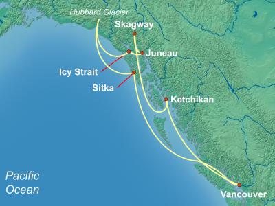 10 Night Alaska Cruise On Crown Princess Departing From Vancouver itinerary map