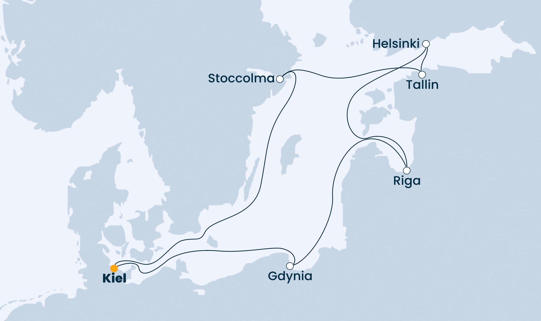 9 Night Baltic Sea Cruise On Costa Fascinosa Departing From Kiel itinerary map