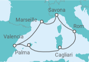7 Night Mediterranean Cruise On Costa Diadema Departing From Savona itinerary map