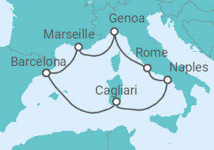 7 Night Mediterranean Cruise On Costa Toscana Departing From Barcelona itinerary map
