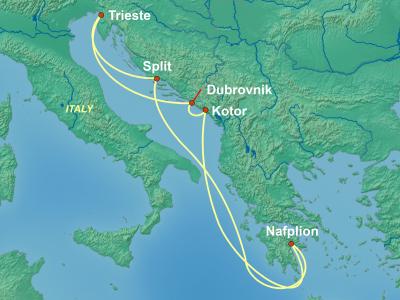 7 Night Mediterranean Cruise on Oosterdam Departing Trieste itinerary map
