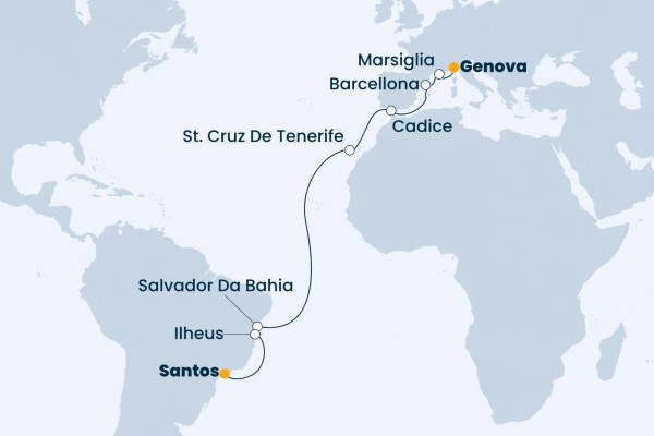 18 Night Transatlantic Cruise On Costa Firenze Departing From Genoa