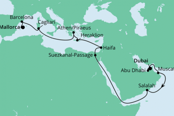 22 Night Repositioning Cruise On AIDAcosma Departing From Dubai