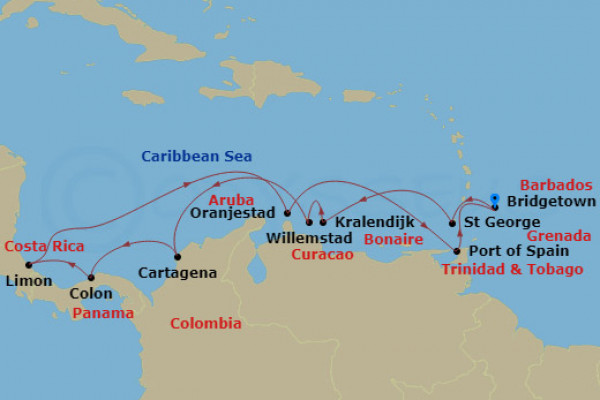 14 Night Caribbean Cruise On Rhapsody of the Seas Departing From Bridgetown Barbados
