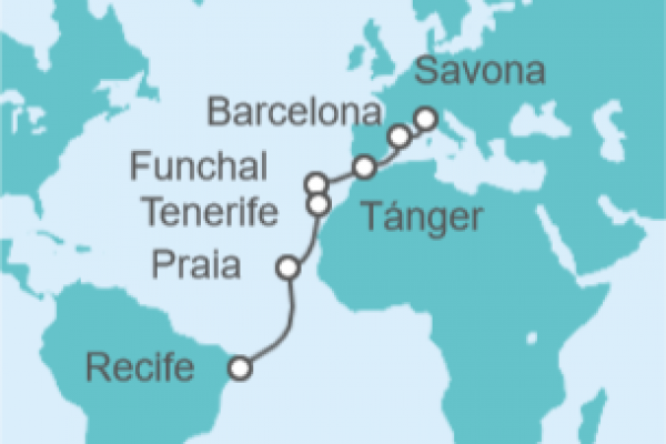 14 Night Transatlantic Cruise On Costa Pacifica Departing From Savona