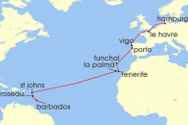 19 Night Transatlantic Cruise On AIDAperla Departing From Bridgetown Barbados