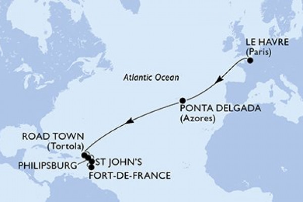 14 Night Transatlantic Cruise On MSC Virtuosa Departing From Le Havre