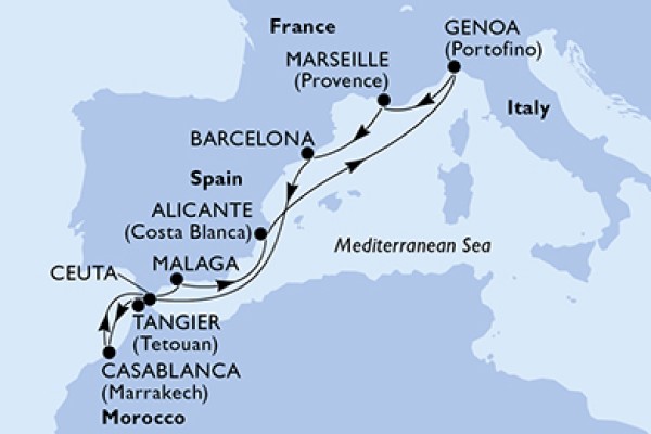 10 Night Mediterranean Cruise On MSC Lirica Departing From Barcelona