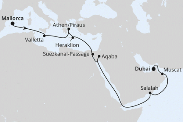19 Night Repositioning Cruise On AIDAbella Departing From Palma de Mallorca