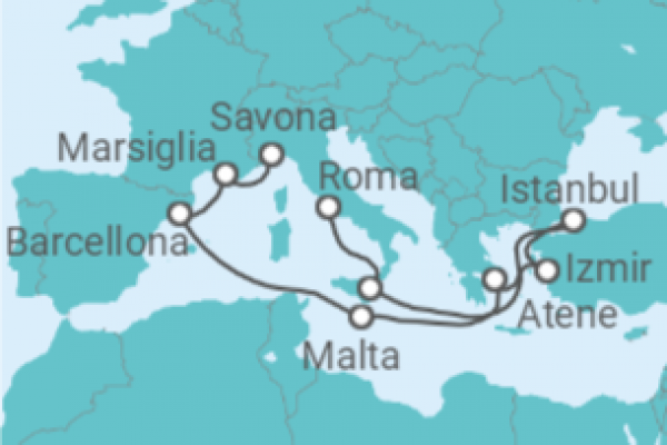 13 Night Mediterranean Cruise On Costa Fortuna Departing From Civitavecchia Rome
