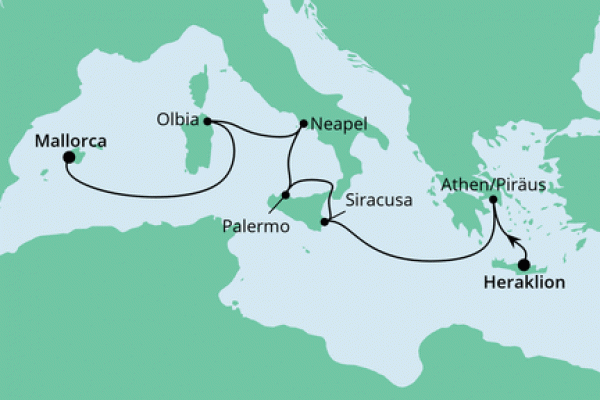 8 Night Mediterranean Cruise On AIDAblu Departing From Heraklion(Crete)