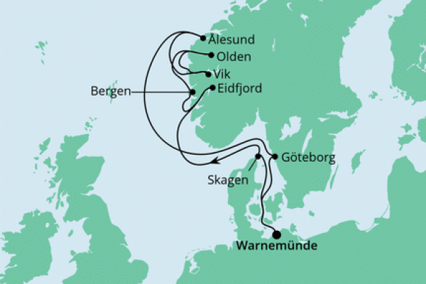 10 Night Norwegian Fjords Cruise On AIDAmar Departing From Warnemunde