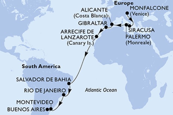 21 Night Transatlantic Cruise On MSC Musica Departing From Monfalcone