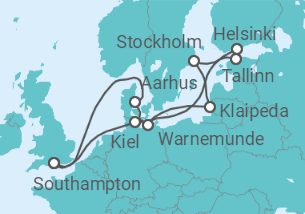 16 Night Baltic Sea Cruise On Aurora Departing From Southampton itinerary map