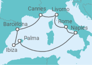 9 Night Mediterranean Cruise On Norwegian Epic Departing From Barcelona itinerary map