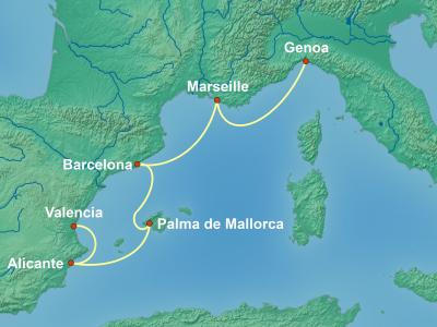 5 Night Mediterranean Cruise On MSC Magnifica Departing From Genoa itinerary map