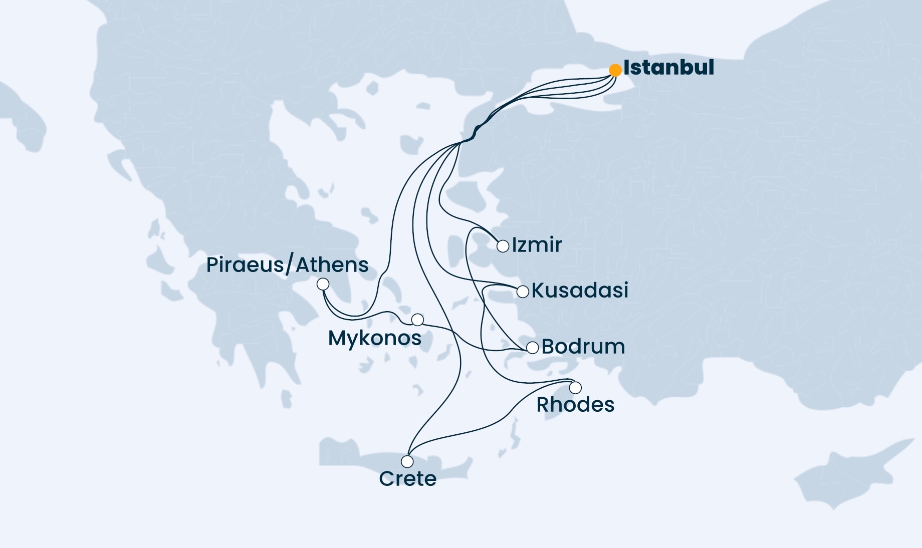 14 Night Eastern Mediterranean Cruise On Costa Fortuna Departing From Istanbul itinerary map