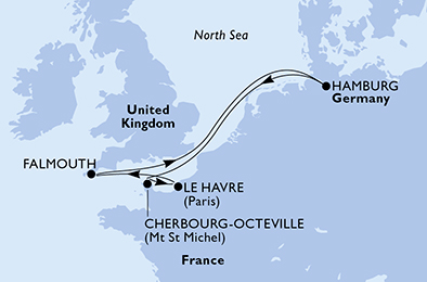 7 Night Northern Europe Cruise On MSC Preziosa Departing From Le Havre itinerary map