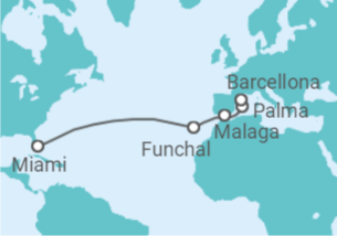 14 Night Transatlantic Cruise On Scarlet Lady Departing From Miami itinerary map