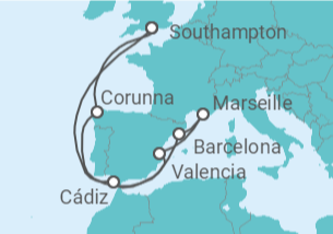 14 Night Mediterranean Cruise On Arvia Departing From Southampton itinerary map