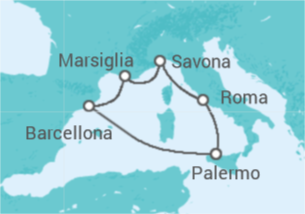 6 Night Mediterranean Cruise On Costa Smeralda Departing From Savona itinerary map