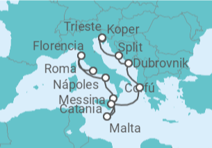 10 Night Mediterranean Cruise On Norwegian Viva Departing From Civitavecchia Rome itinerary map