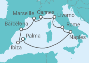 10 Night Mediterranean Cruise On Norwegian Epic Departing From Civitavecchia Rome itinerary map
