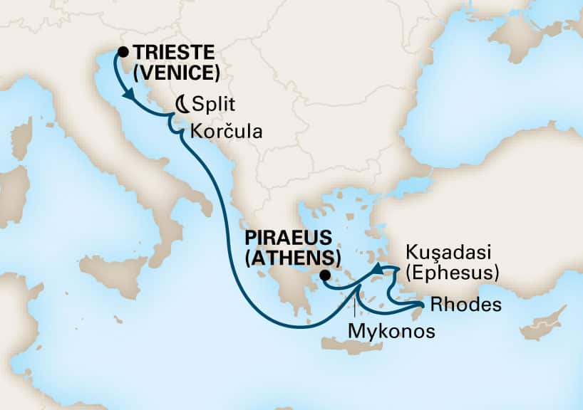 7 Night Mediterranean Cruise On Oosterdam Departing From Trieste itinerary map