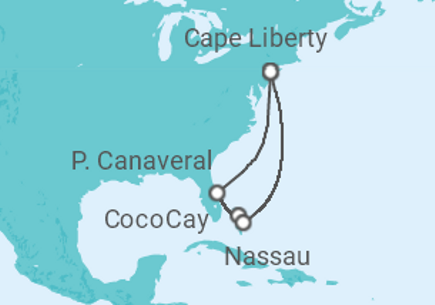 7 Night Bahamas Cruise On Oasis of the Seas Departing From Cape Liberty itinerary map