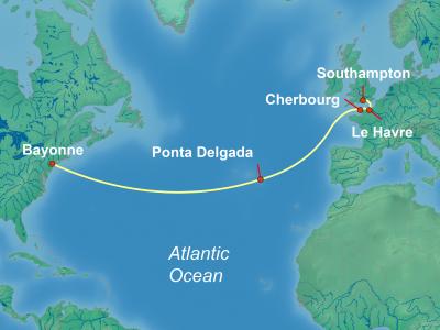 11 Night Transatlantic Cruise On Anthem of the Seas Departing From Cape Liberty itinerary map