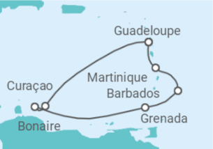 7 Night Caribbean Cruise On Costa Fascinosa Departing From Pointe-à-Pitre itinerary map