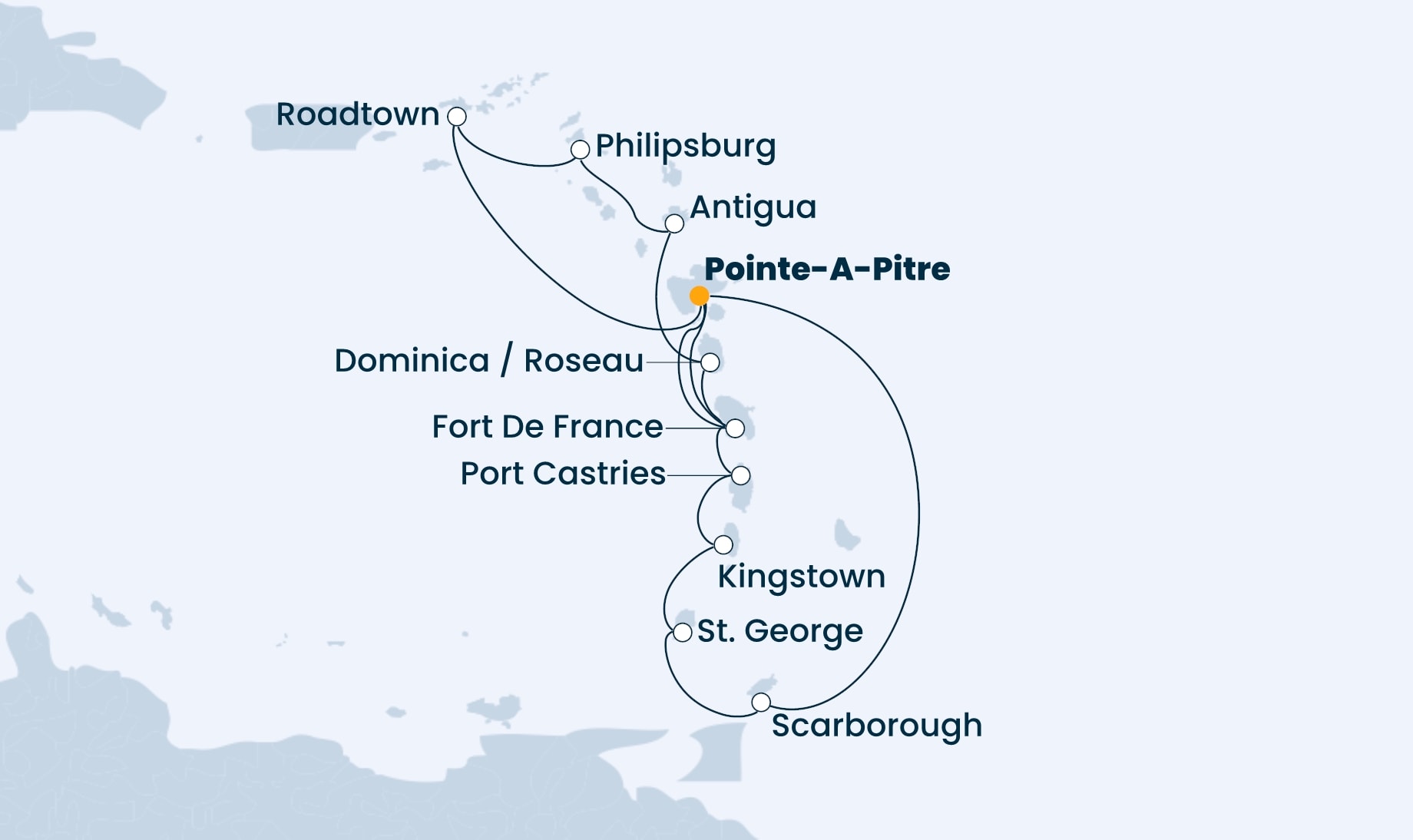 14 Night Caribbean Cruise On Costa Fascinosa Departing From Pointe-à-Pitre itinerary map