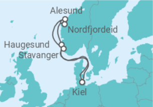 7 Night Norwegian Fjords Cruise On AIDAnova Departing From Kiel itinerary map