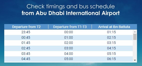 Bus schedule from Abu Dhabi airport to Dubai