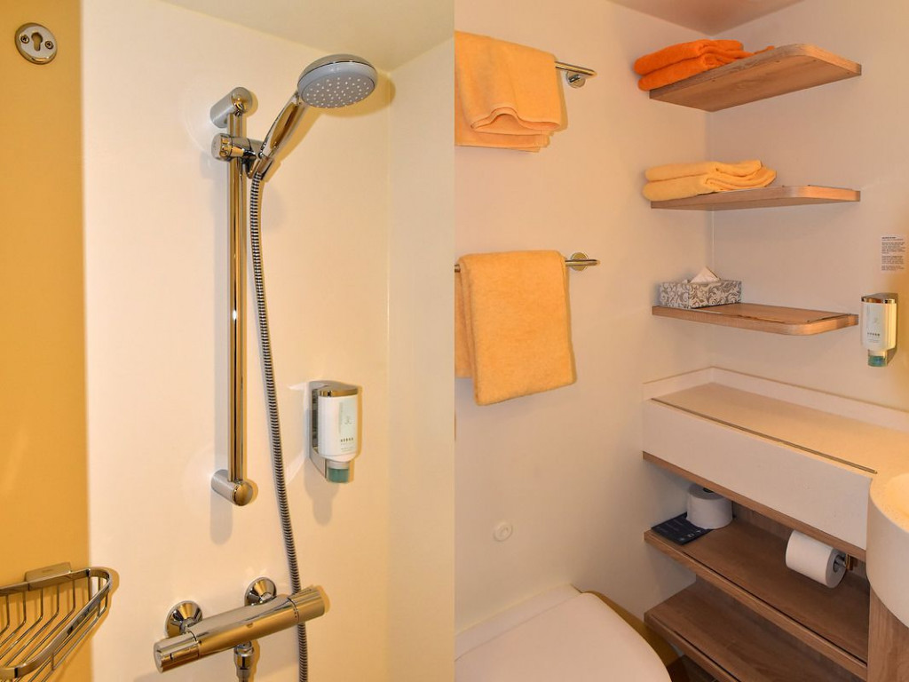 Bathroom at the cabin of one of the AIDA cruise ships