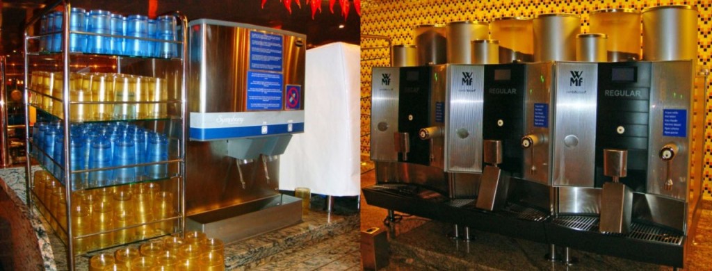 Beverage station at the buffet on Costa cruise ship