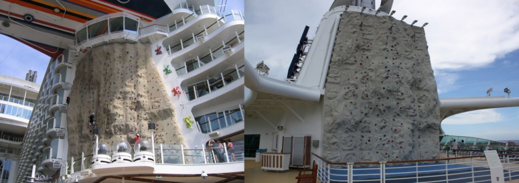 Rock-climbing wall on the Allure of the Seas and Jewel of the Seas