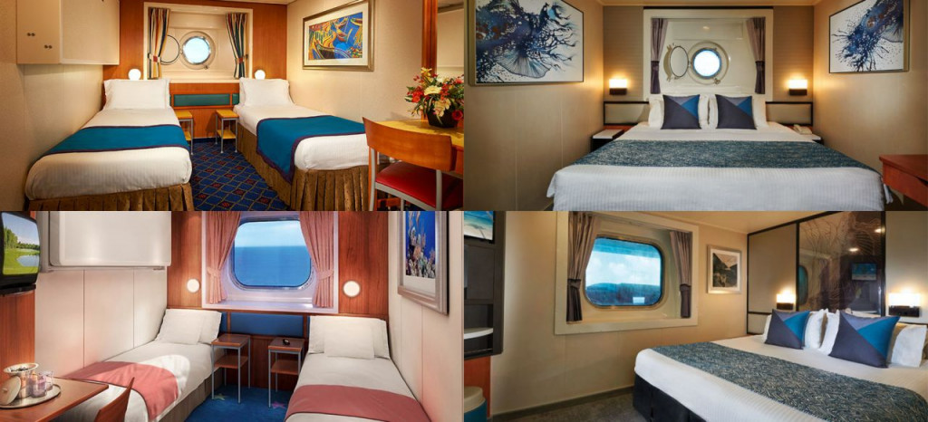 Various types of oceanview cabins on the Norwegian Cruise Line ships