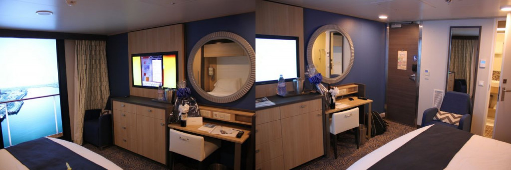 Interior cabin having a virtual balcony on the Quantum of the Seas cruise ship