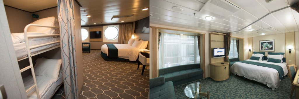 Family cabins on the Harmony of the Seas and Independence of the Seas cruise ships