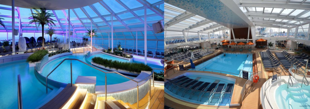 Covered swimming pools on the Ovation of the Seas and Anthem of the Seas