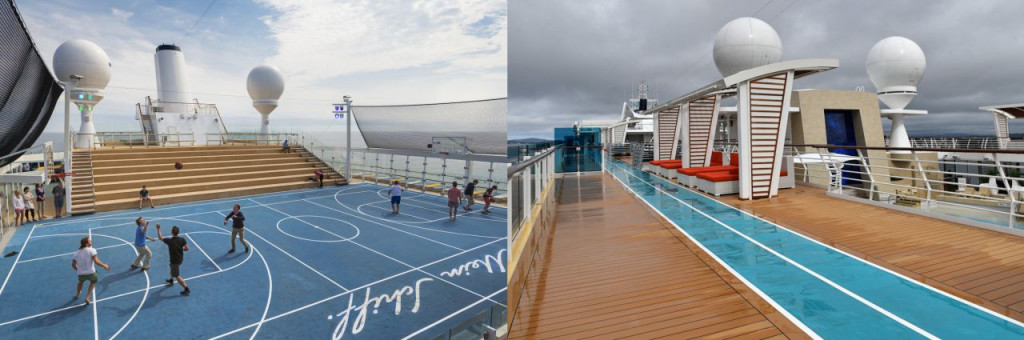 Sports area on Mein Schiff 3 and athletic track on Mein Schiff 5